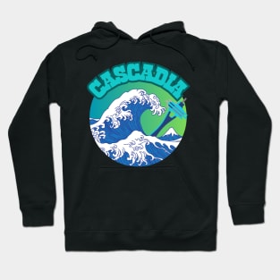 Cascadia. Retro Great Wave Style Hoodie